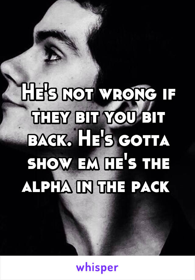 He's not wrong if they bit you bit back. He's gotta show em he's the alpha in the pack 