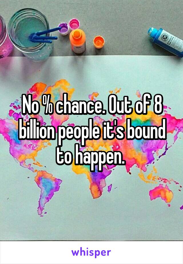 No % chance. Out of 8 billion people it's bound to happen. 