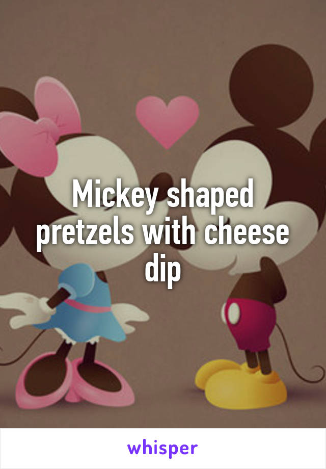 Mickey shaped pretzels with cheese dip