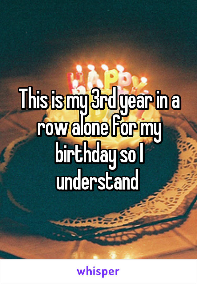 This is my 3rd year in a row alone for my birthday so I understand 