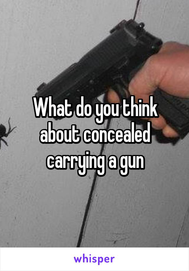 What do you think about concealed carrying a gun