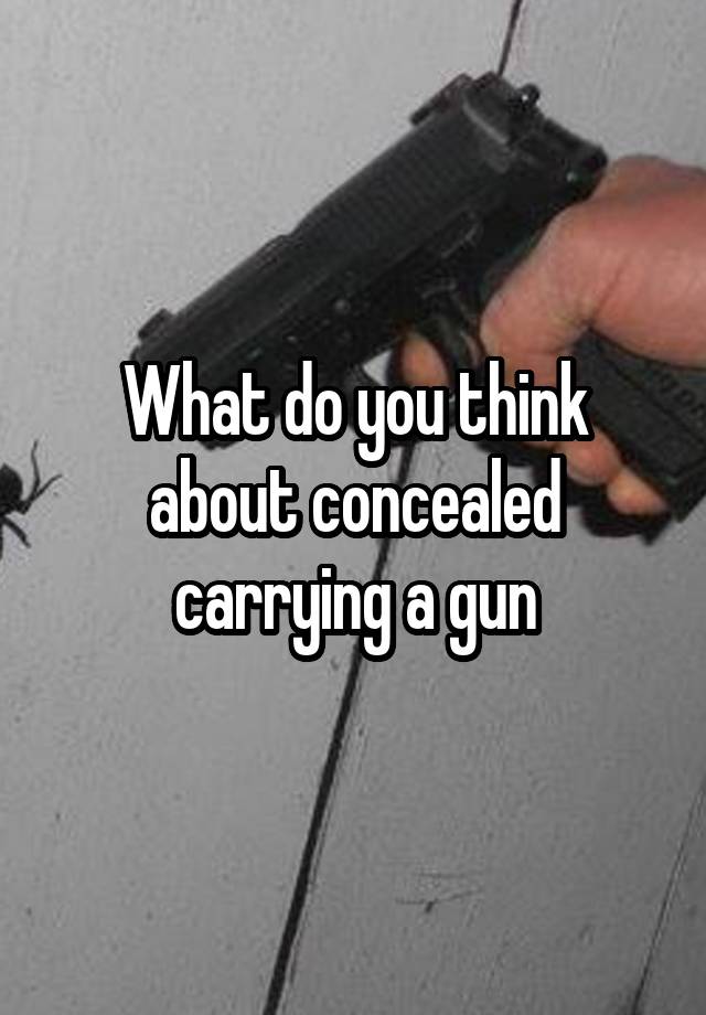 What do you think about concealed carrying a gun