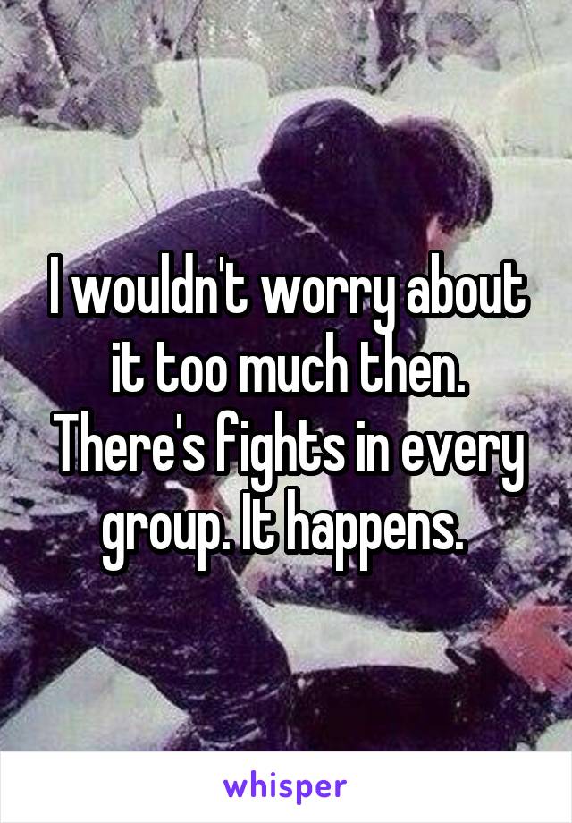 I wouldn't worry about it too much then. There's fights in every group. It happens. 