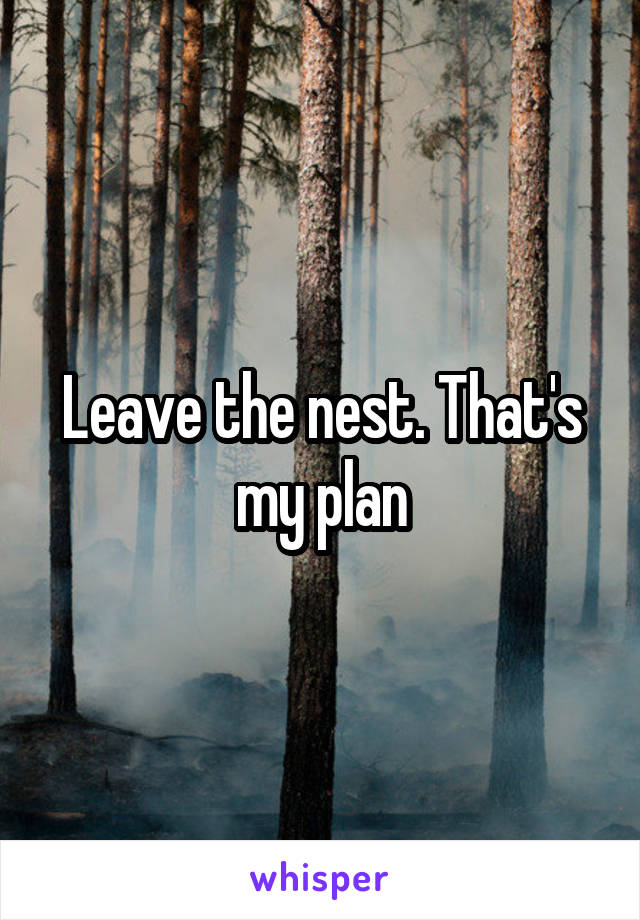 Leave the nest. That's my plan