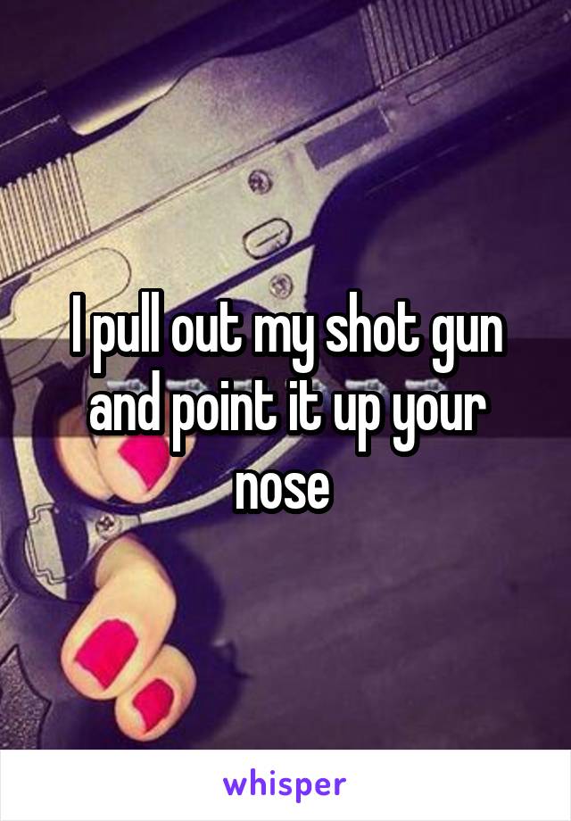 I pull out my shot gun and point it up your nose 