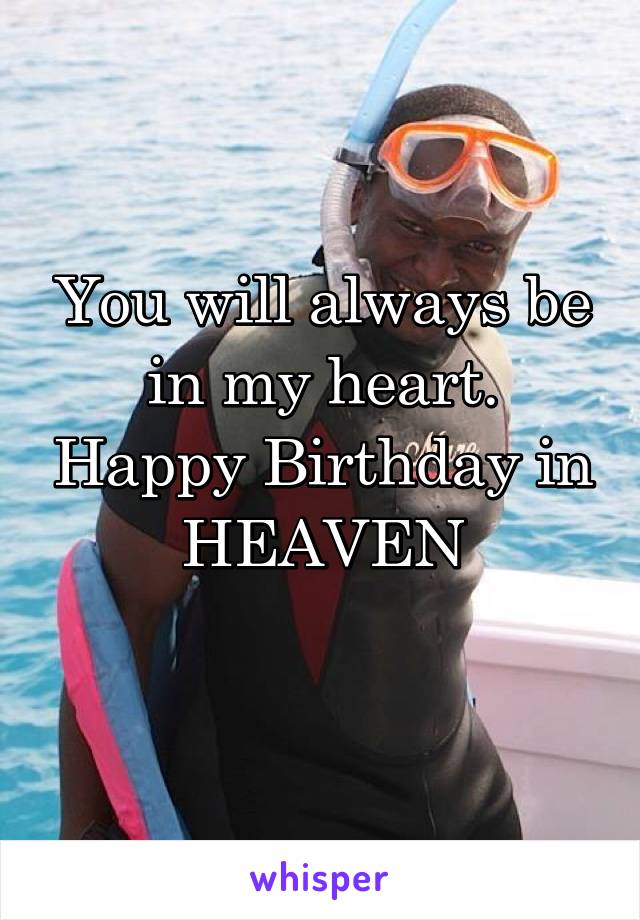 You will always be in my heart. Happy Birthday in HEAVEN
