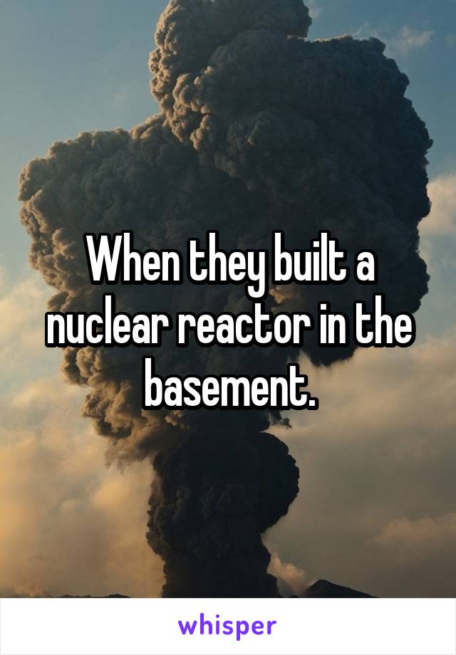 When they built a nuclear reactor in the basement.