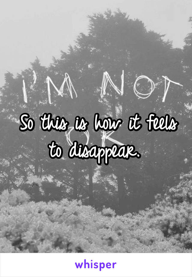 So this is how it feels to disappear. 