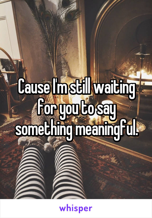 Cause I'm still waiting for you to say something meaningful.