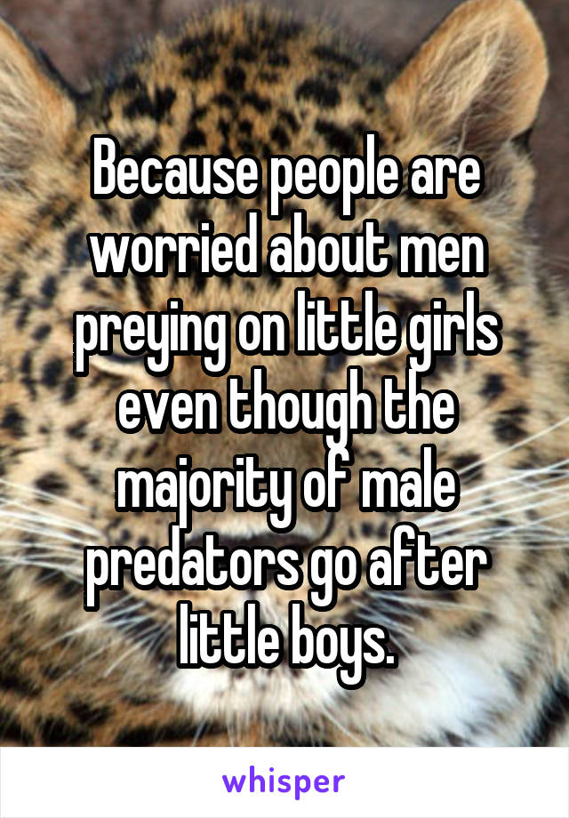 Because people are worried about men preying on little girls even though the majority of male predators go after little boys.