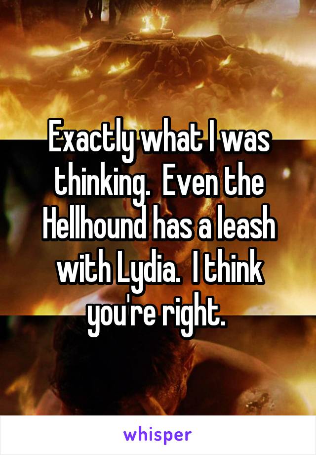 Exactly what I was thinking.  Even the Hellhound has a leash with Lydia.  I think you're right. 