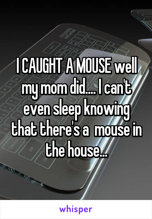 I CAUGHT A MOUSE well my mom did.... I can't even sleep knowing that there's a  mouse in the house...
