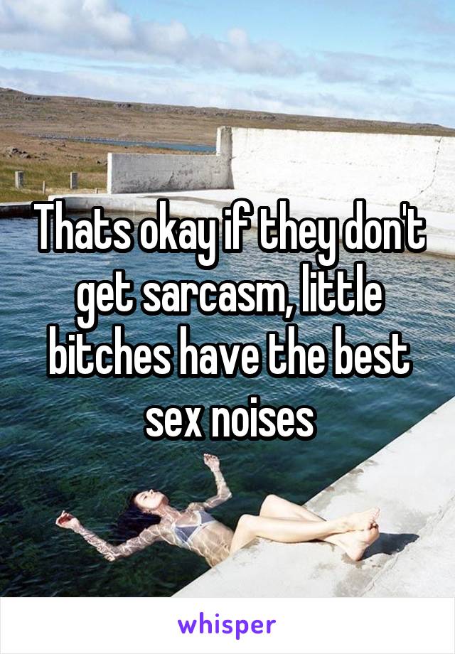 Thats okay if they don't get sarcasm, little bitches have the best sex noises