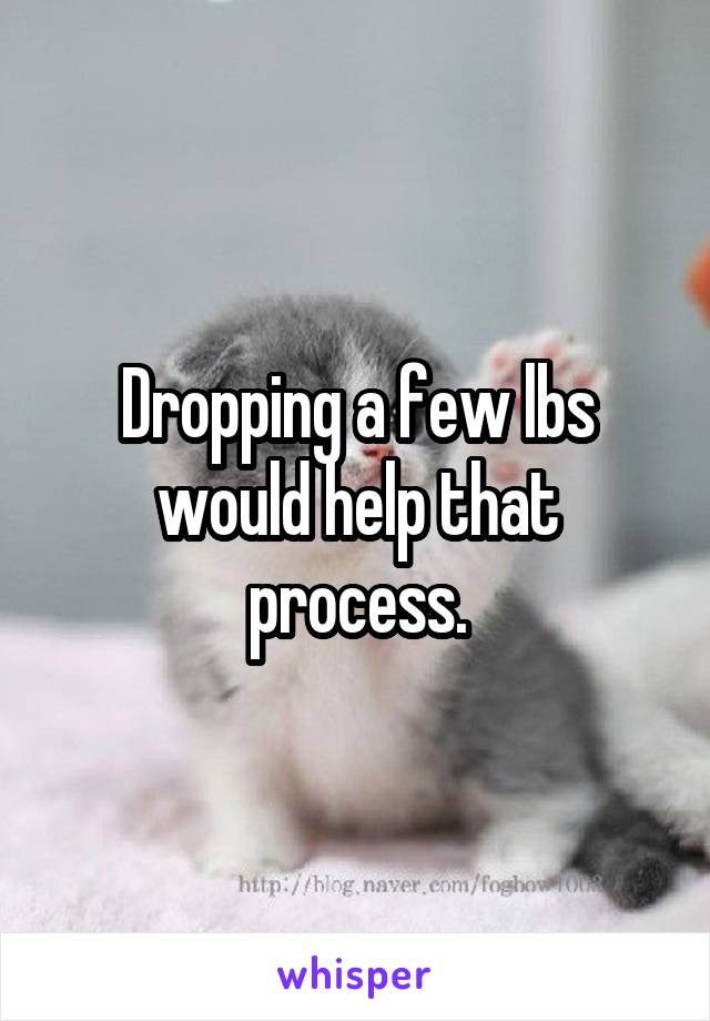 Dropping a few lbs would help that process.