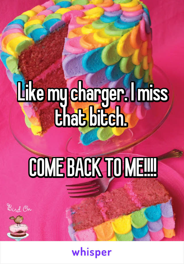 Like my charger. I miss that bitch. 

COME BACK TO ME!!!!