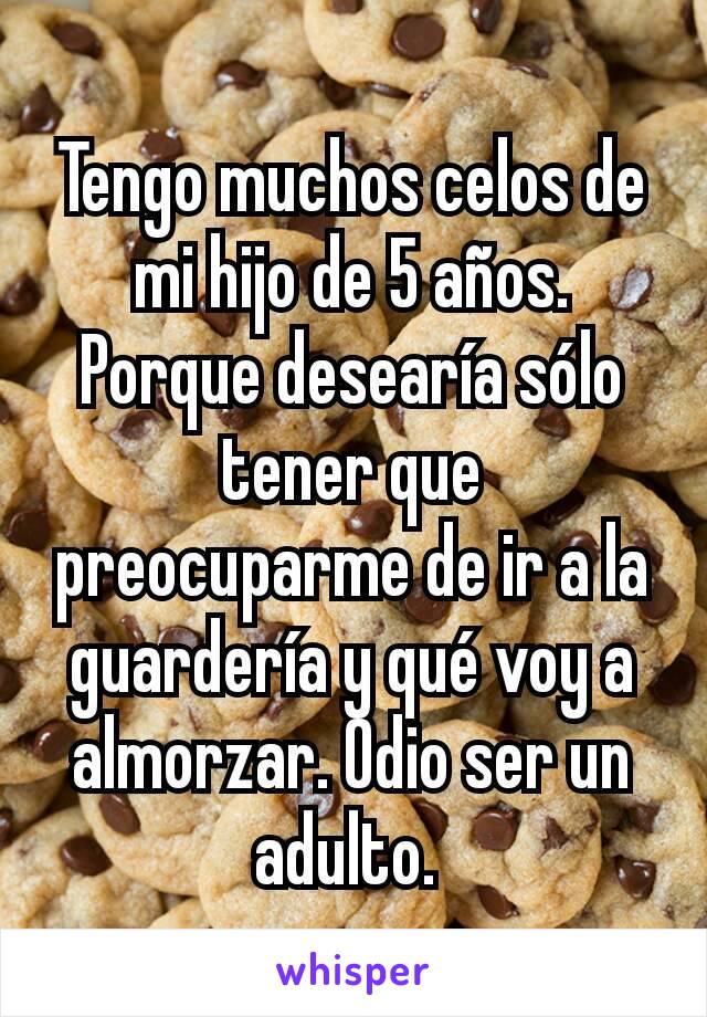 Tengo muchos celos de mi hijo de 5 años. Porque desearía sólo tener que preocuparme de ir a la guardería y qué voy a almorzar. Odio ser un adulto. 