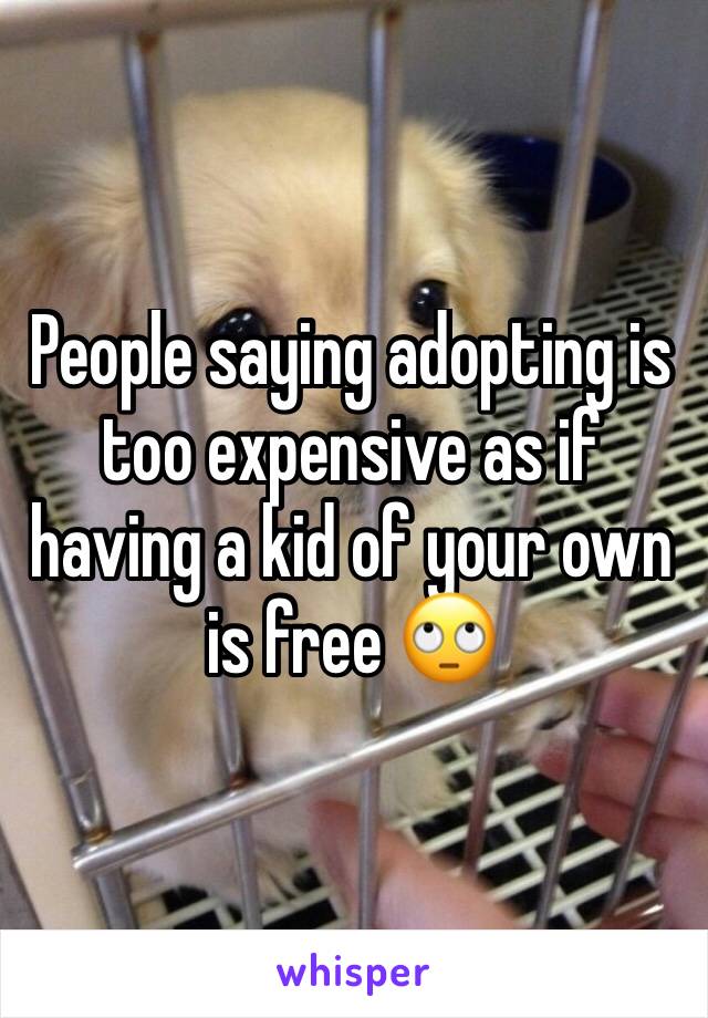 People saying adopting is too expensive as if having a kid of your own is free 🙄