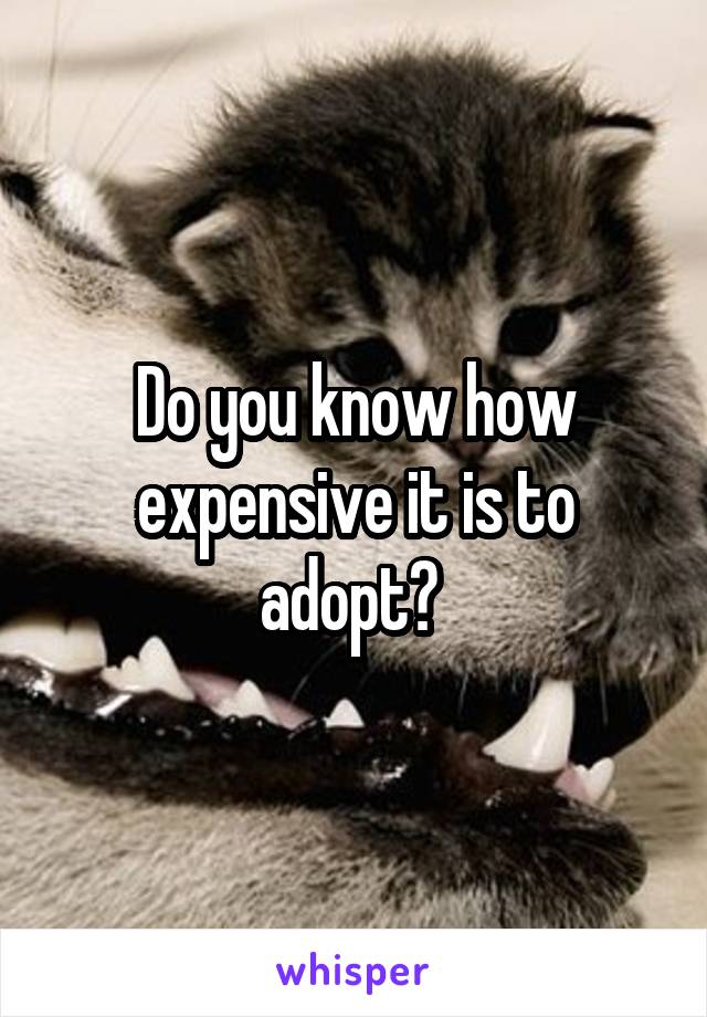 Do you know how expensive it is to adopt? 