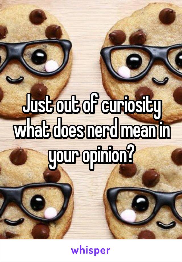 Just out of curiosity what does nerd mean in your opinion?