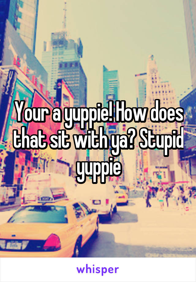 Your a yuppie! How does that sit with ya? Stupid yuppie