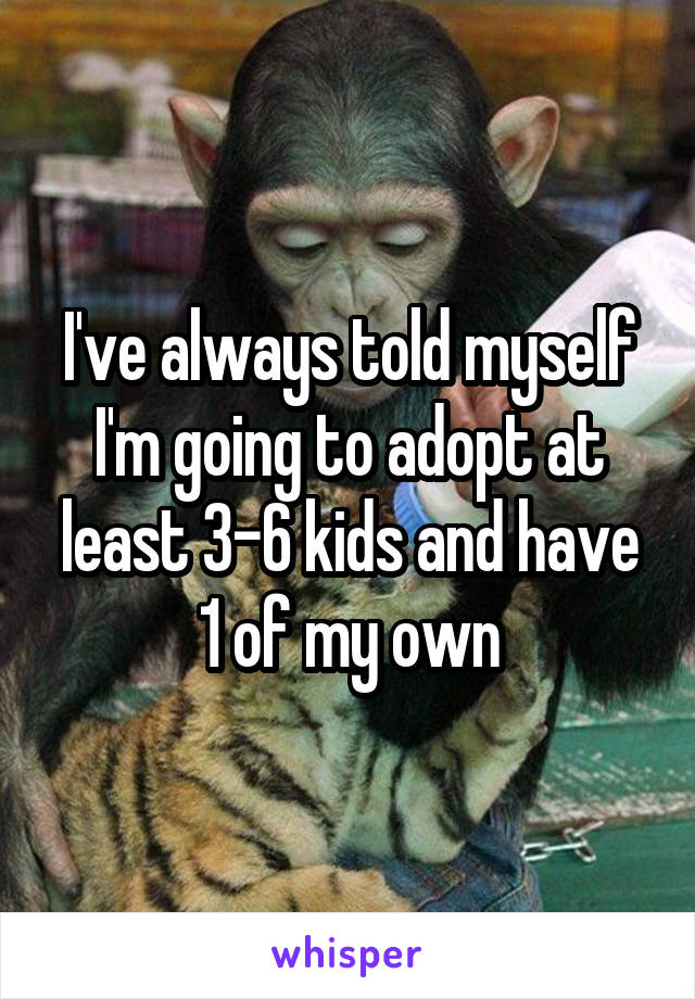 I've always told myself I'm going to adopt at least 3-6 kids and have 1 of my own