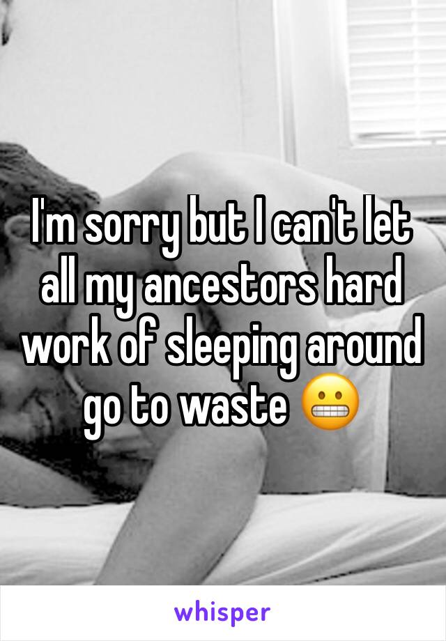 I'm sorry but I can't let all my ancestors hard work of sleeping around go to waste 😬 