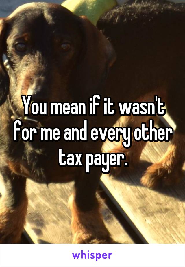 You mean if it wasn't for me and every other tax payer.