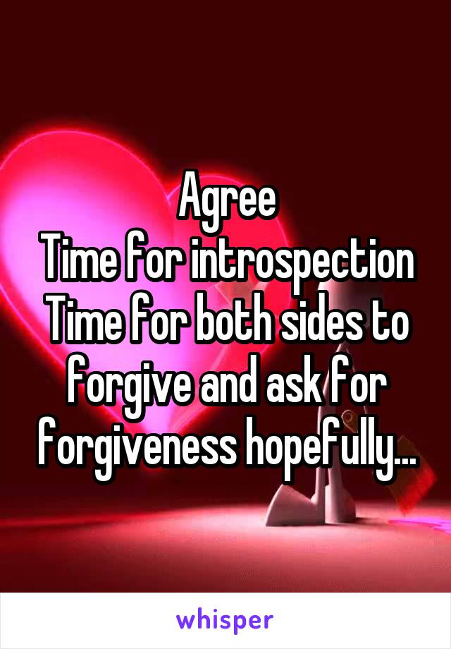 Agree
Time for introspection
Time for both sides to forgive and ask for forgiveness hopefully...