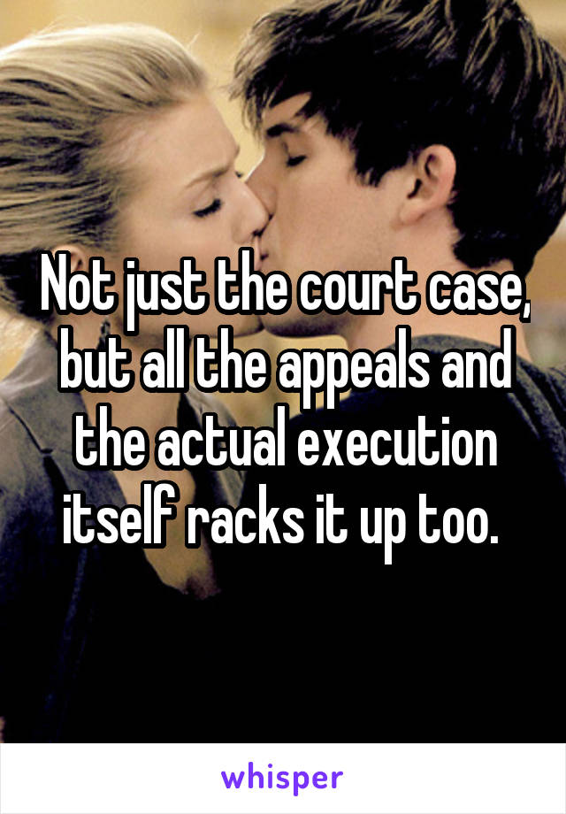 Not just the court case, but all the appeals and the actual execution itself racks it up too. 