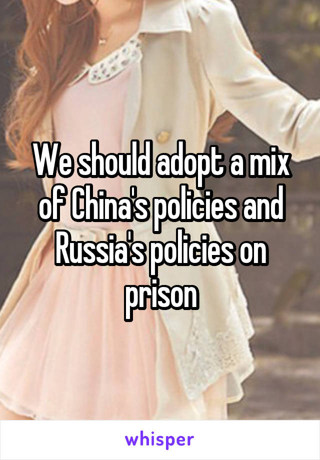 We should adopt a mix of China's policies and Russia's policies on prison