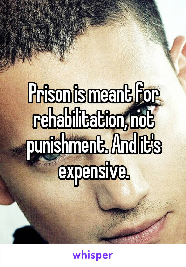 Prison is meant for rehabilitation, not punishment. And it's expensive.