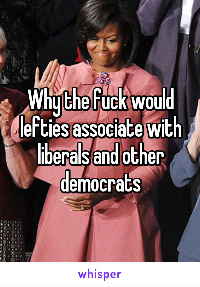 Why the fuck would lefties associate with liberals and other democrats
