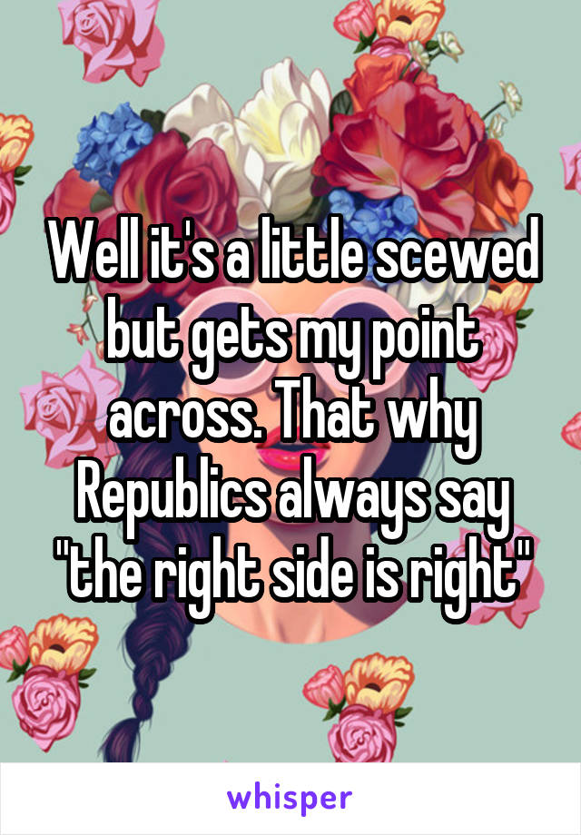 Well it's a little scewed but gets my point across. That why Republics always say "the right side is right"