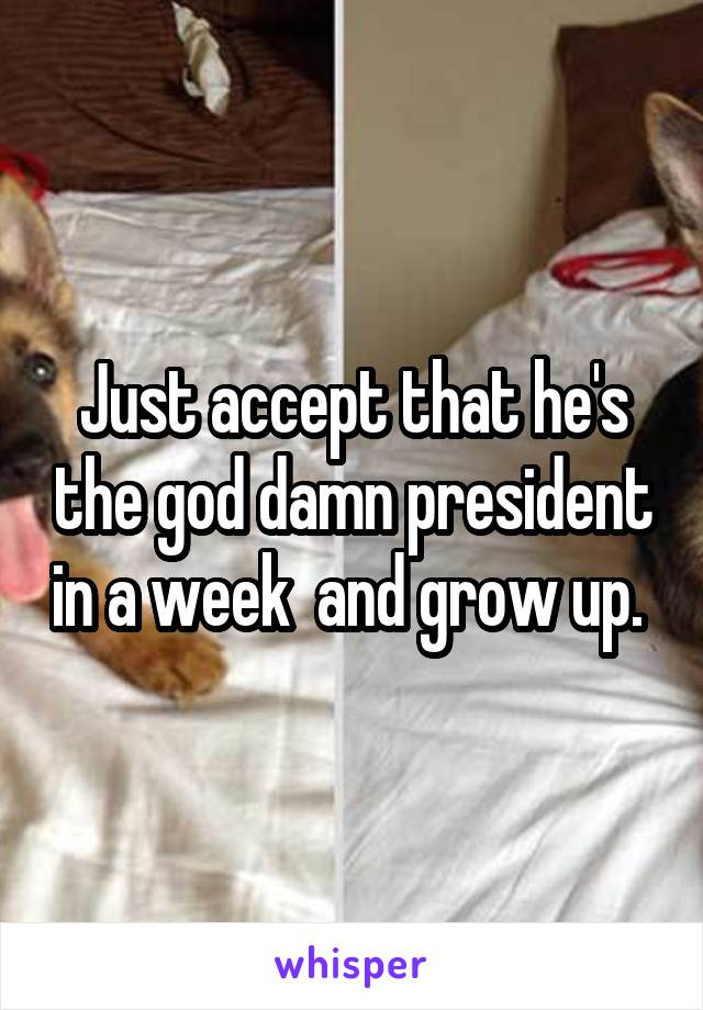 Just accept that he's the god damn president in a week  and grow up. 