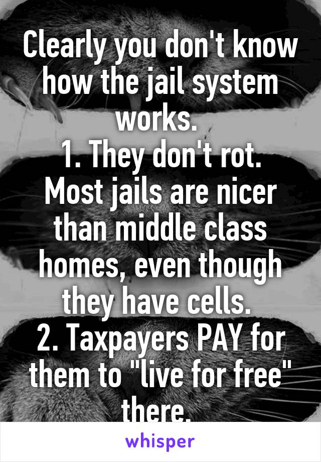 Clearly you don't know how the jail system works. 
1. They don't rot. Most jails are nicer than middle class homes, even though they have cells. 
2. Taxpayers PAY for them to "live for free" there. 
