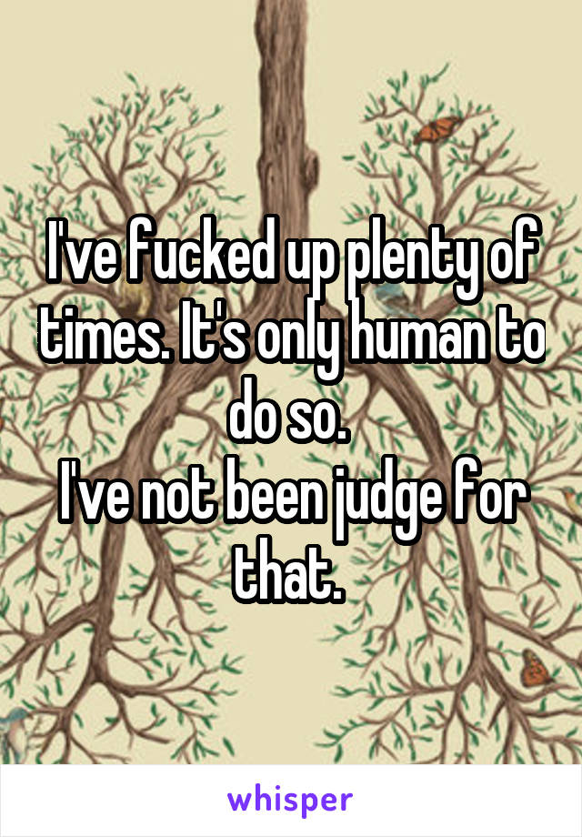 I've fucked up plenty of times. It's only human to do so. 
I've not been judge for that. 