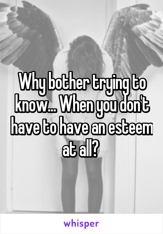 Why bother trying to know... When you don't have to have an esteem at all? 