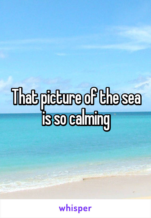 That picture of the sea is so calming