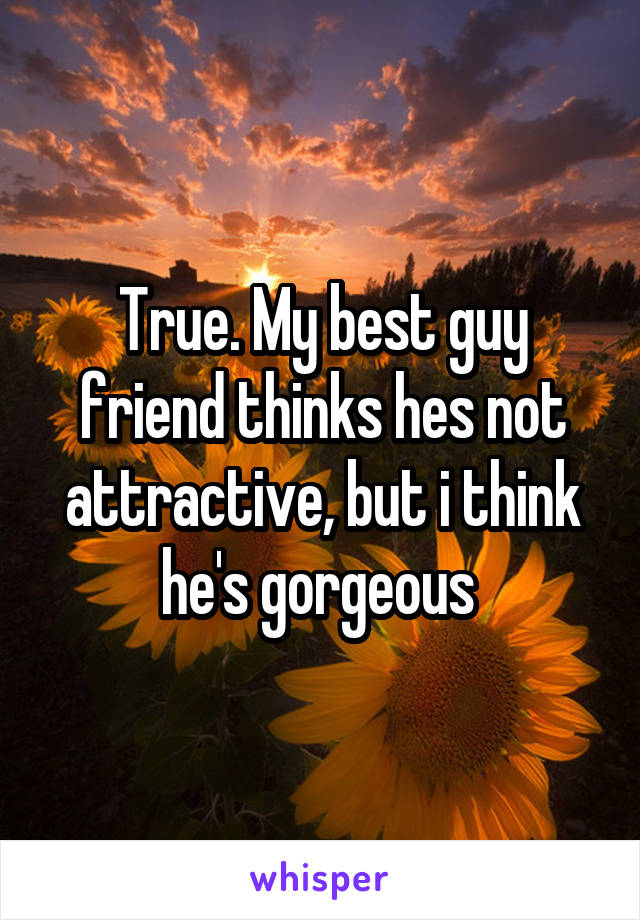 True. My best guy friend thinks hes not attractive, but i think he's gorgeous 