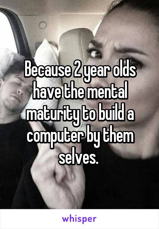 Because 2 year olds have the mental maturity to build a computer by them selves. 