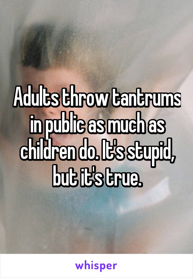 Adults throw tantrums in public as much as children do. It's stupid, but it's true.