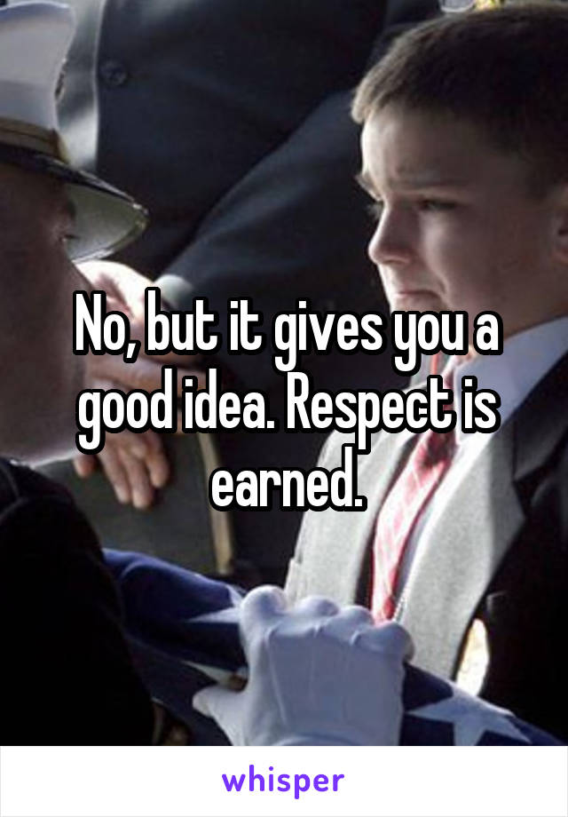 No, but it gives you a good idea. Respect is earned.