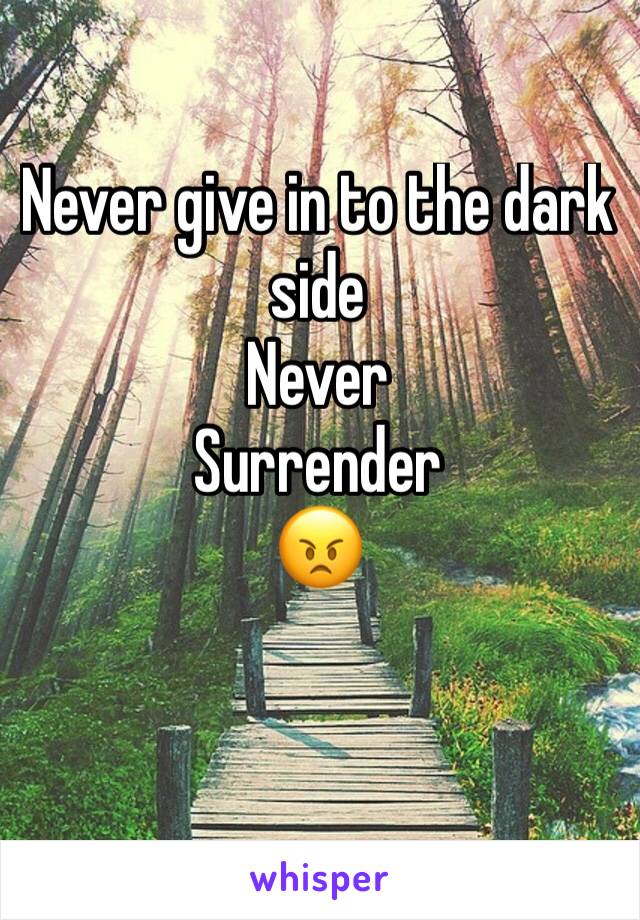 Never give in to the dark side
Never
Surrender
😠