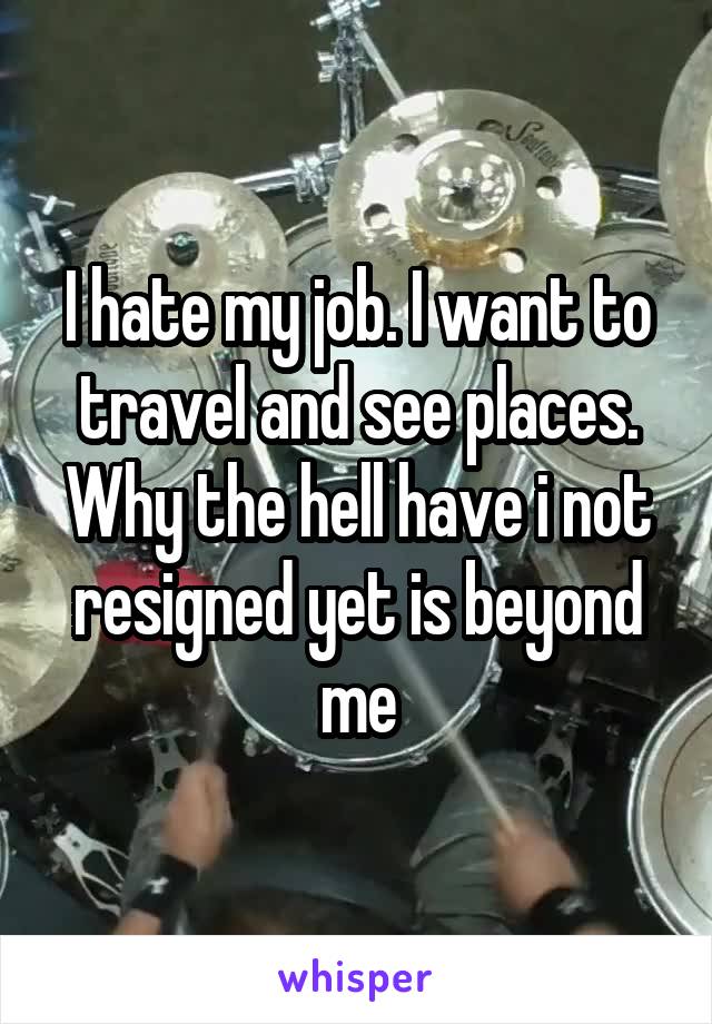 I hate my job. I want to travel and see places. Why the hell have i not resigned yet is beyond me