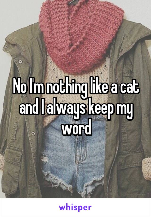 No I'm nothing like a cat and I always keep my word
