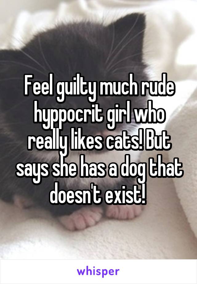 Feel guilty much rude hyppocrit girl who really likes cats! But says she has a dog that doesn't exist! 