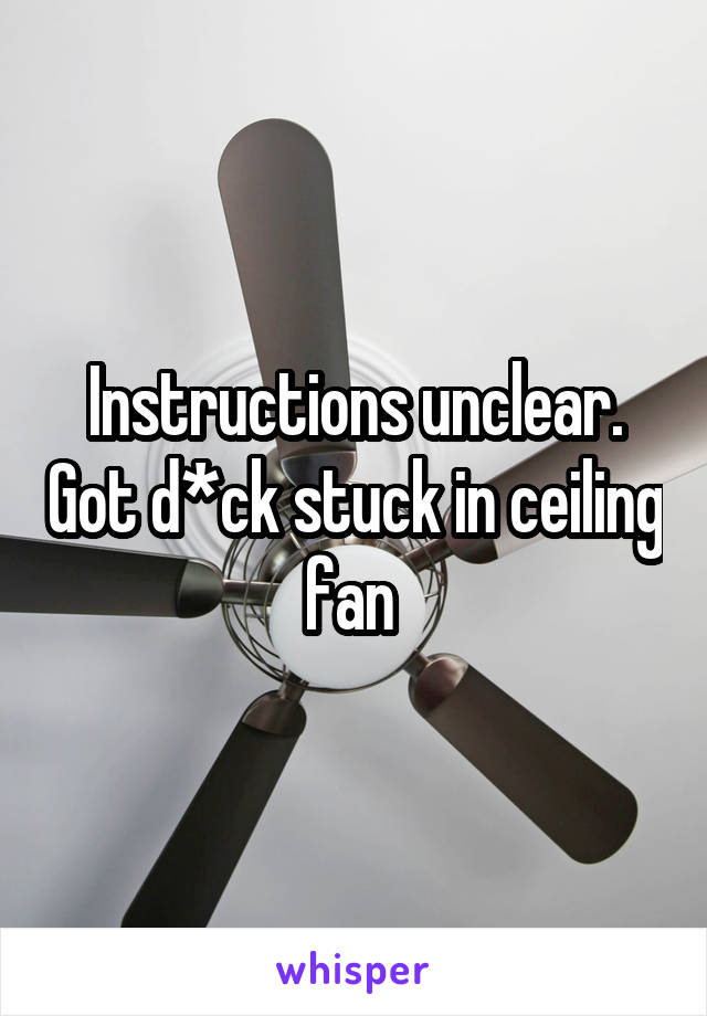 Instructions unclear. Got d*ck stuck in ceiling fan 