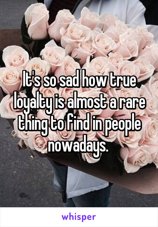 It's so sad how true loyalty is almost a rare thing to find in people nowadays. 