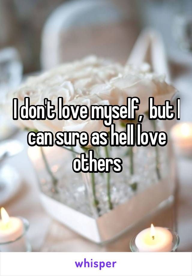 I don't love myself,  but I can sure as hell love others