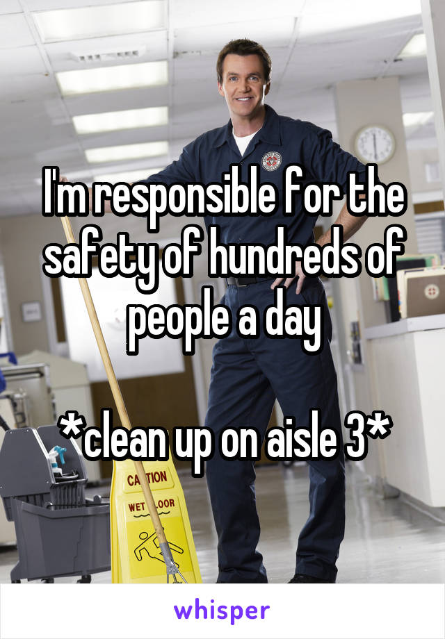 I'm responsible for the safety of hundreds of people a day

*clean up on aisle 3*
